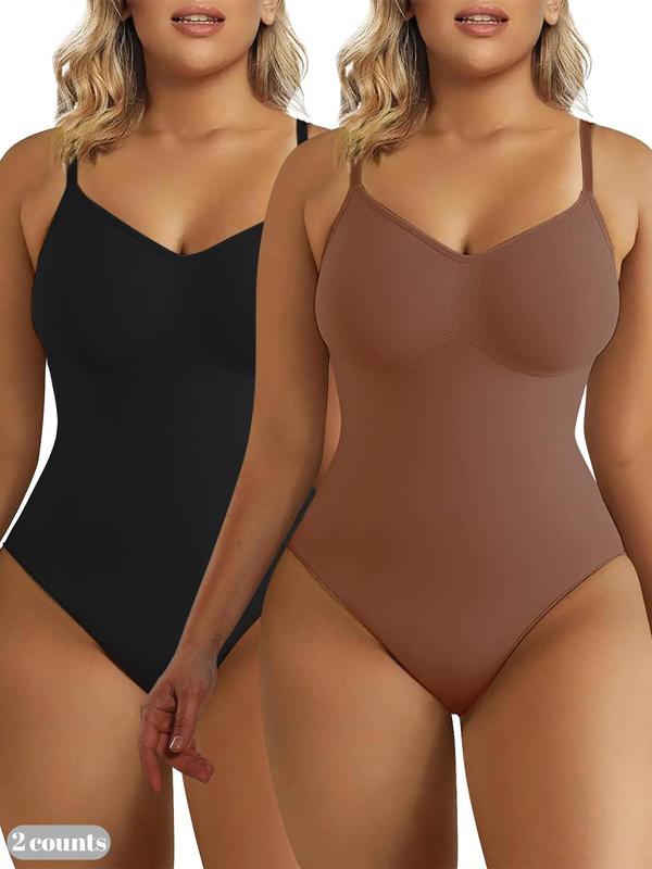 Women's Solid Adjustable Strap Shapewear Bodysuit, Tummy Control Seamless Shaper, Women's Shapewear for Daily Wear